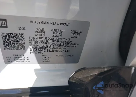 2024 Buick Encore Gx Sport Touring Fwd from USA, damaged, VIN KL4AMDSL3RB097441